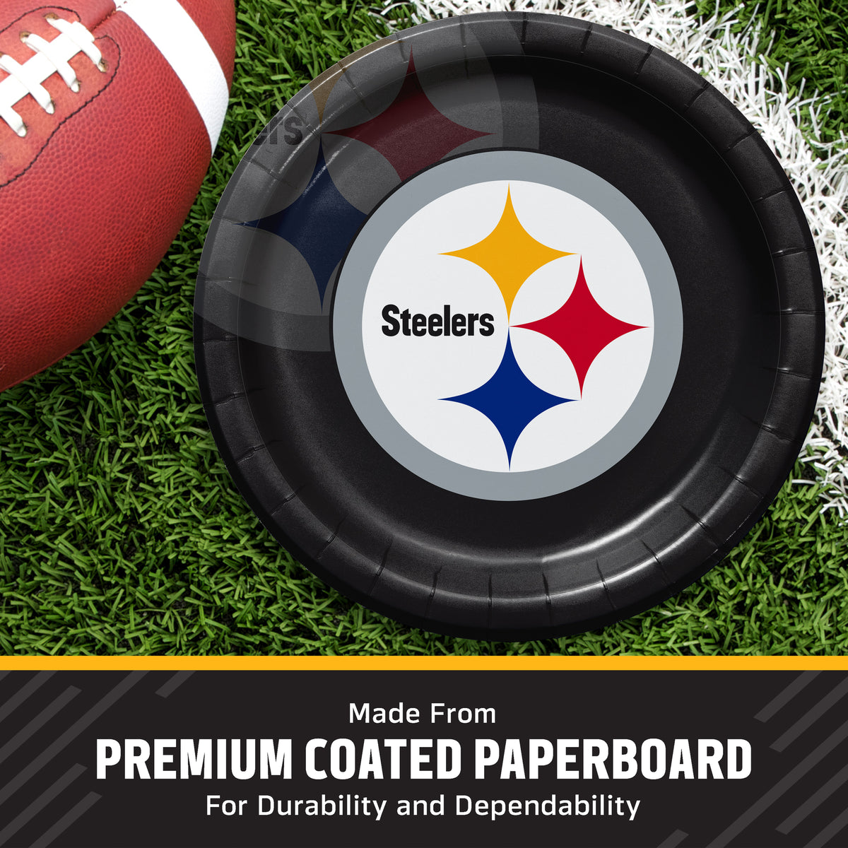 Officially Licensed Pittsburgh Steelers NFL Football Dinner Plates 96 ct Bulk