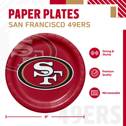 Officially Licensed San Francisco 49ers NFL Football Dinner Plates 96 ct Bulk