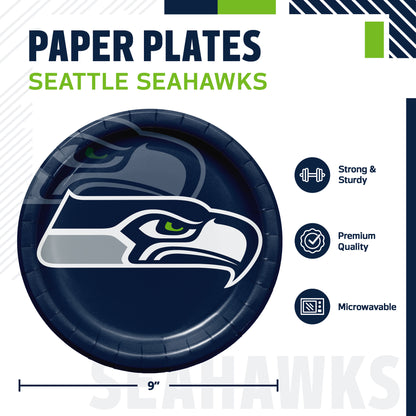 Officially Licensed Seattle Seahawks NFL Football Dinner Plates 96 ct Bulk