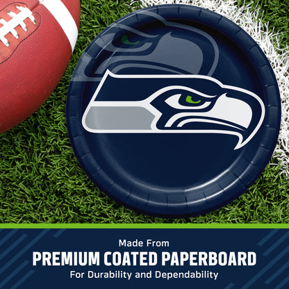 Officially Licensed Seattle Seahawks NFL Football Dinner Plates 96 ct Bulk