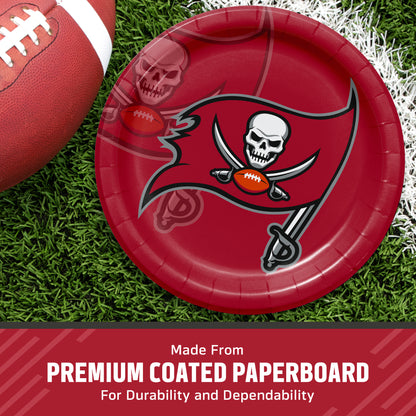 Officially Licensed Tampa Bay Buccaneers NFL Football Dinner Plates 96 ct Bulk