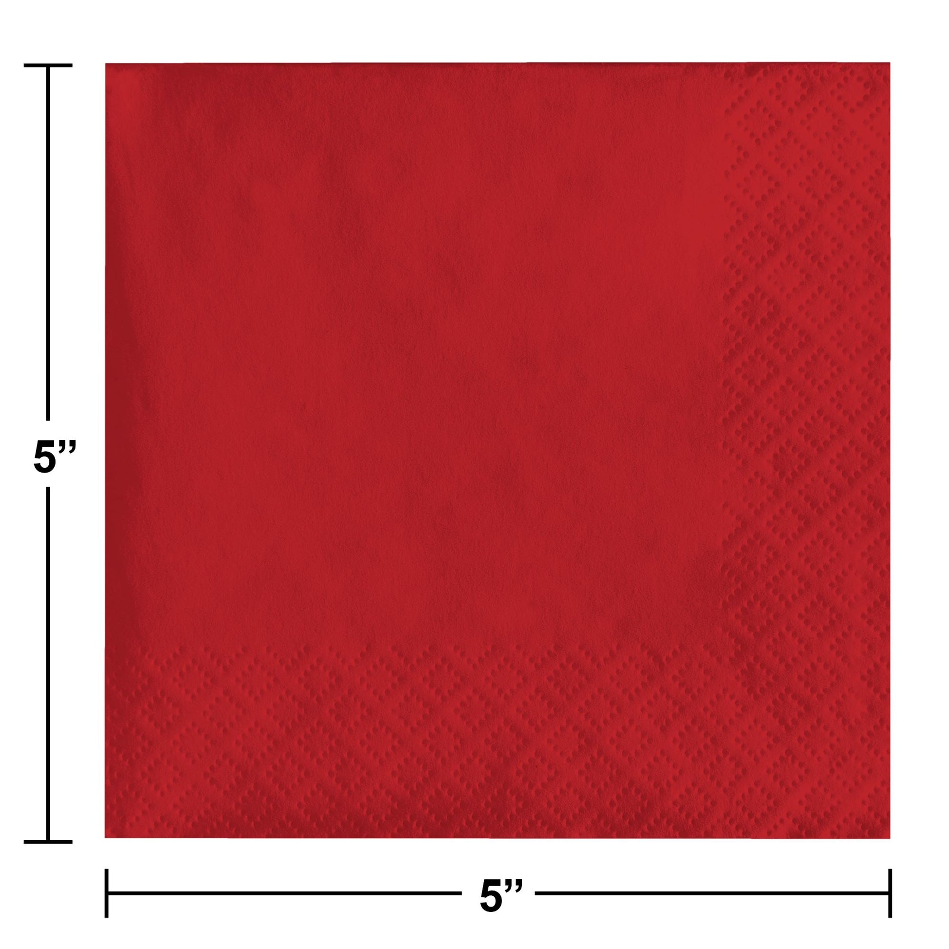 Classic Red Beverage Napkins 3-Ply 500 ct Dimension Image