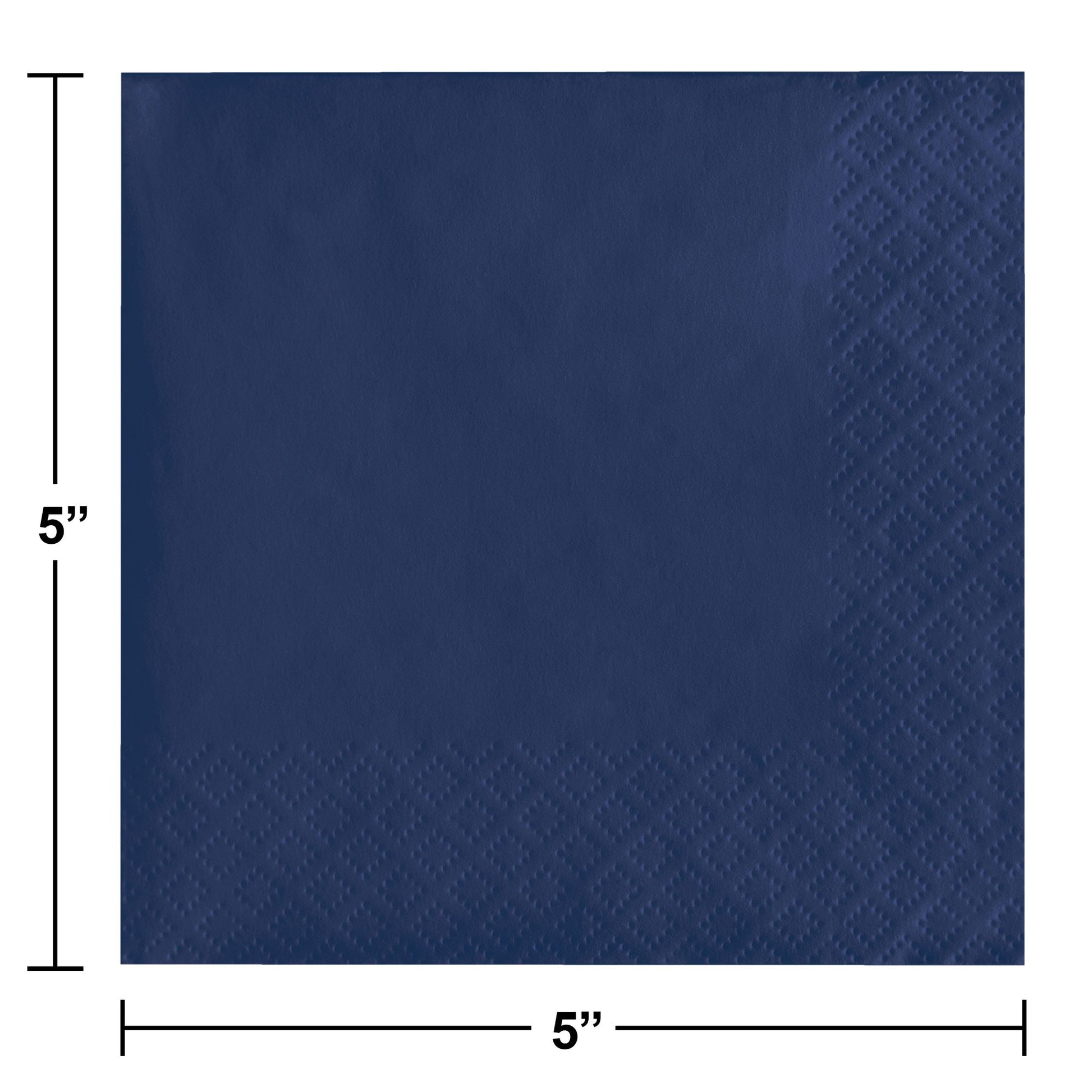 Navy Blue Beverage Napkins 3-Ply 500 ct Dimension Image