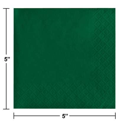 Hunter Green Beverage Napkins 3-Ply 500 ct Dimension Image