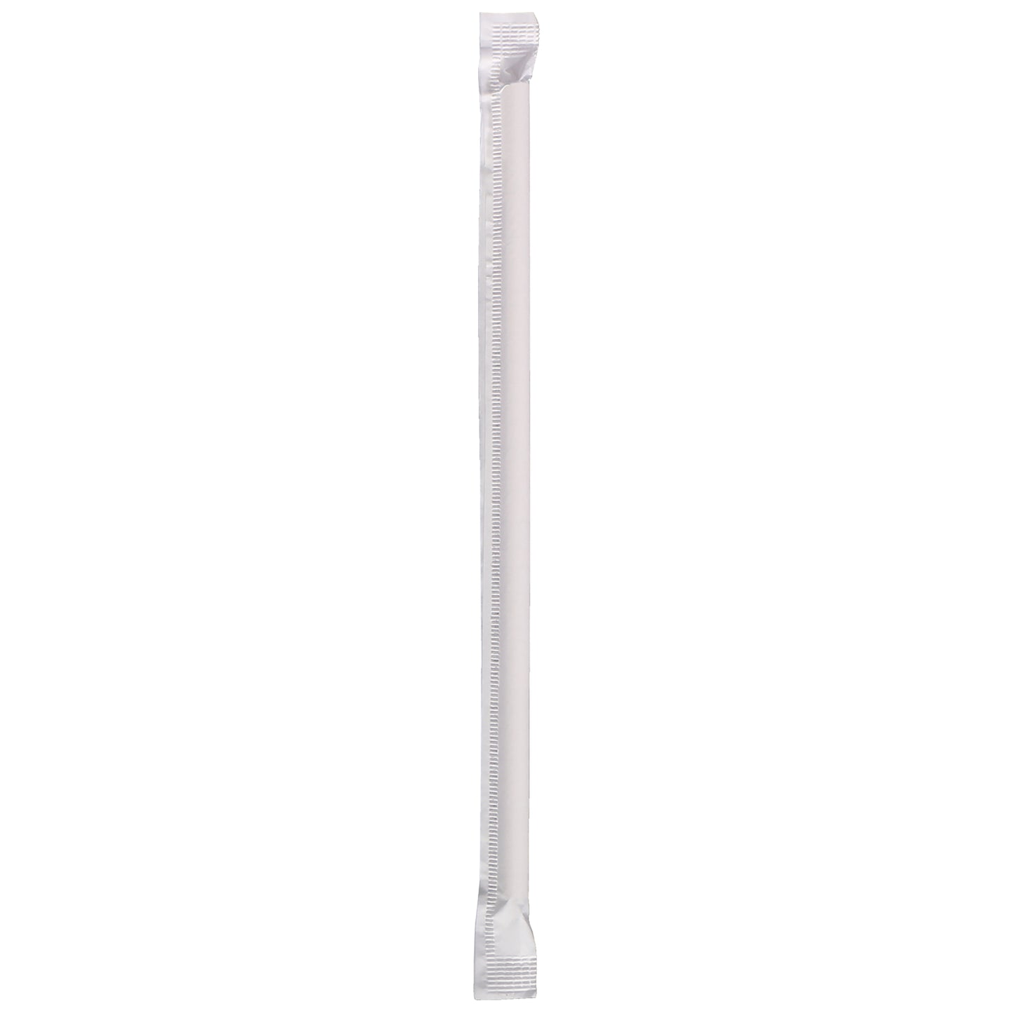White wrapped paper straw on a white background