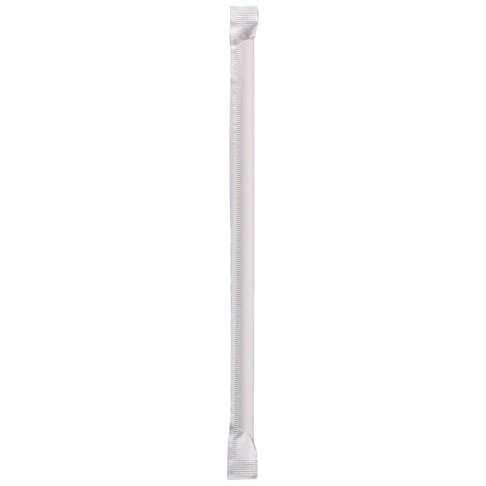 White wrapped paper straw on a white background
