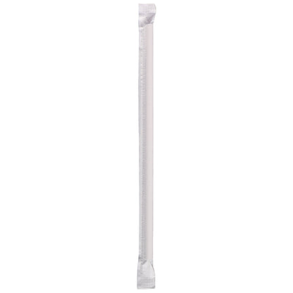 White wrapped paper straw on a white background