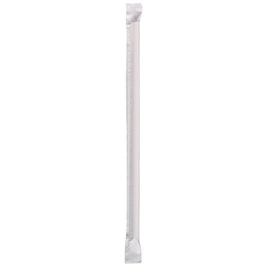 White wrapped paper straw on a white background
