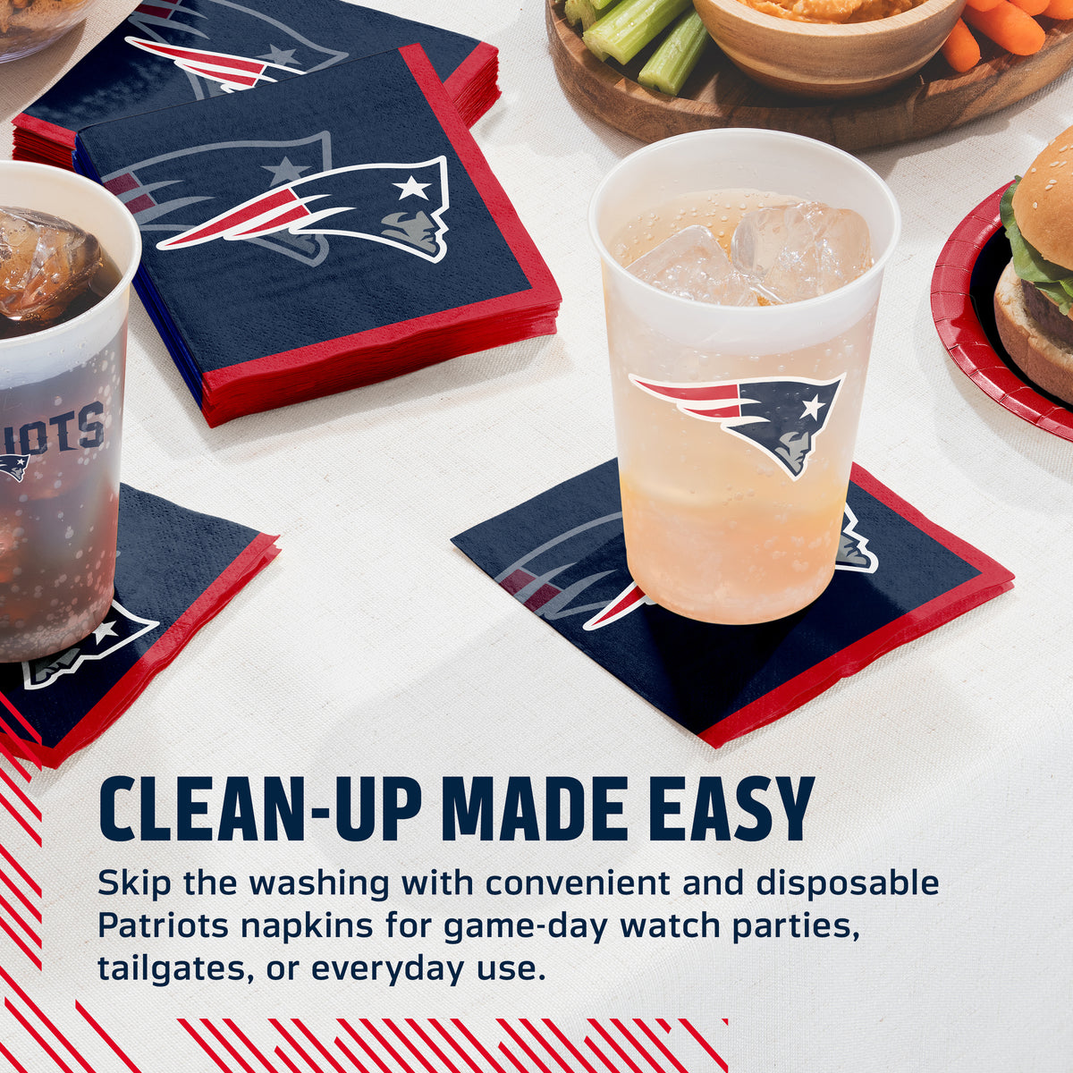 Officially Licensed New England Patriots NFL Football Beverage Napkins 192 ct Bulk