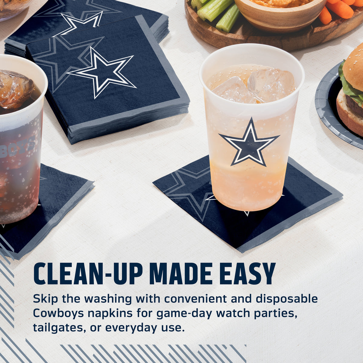 Officially Licensed Dallas Cowboys NFL Football Beverage Napkins 192 ct Bulk
