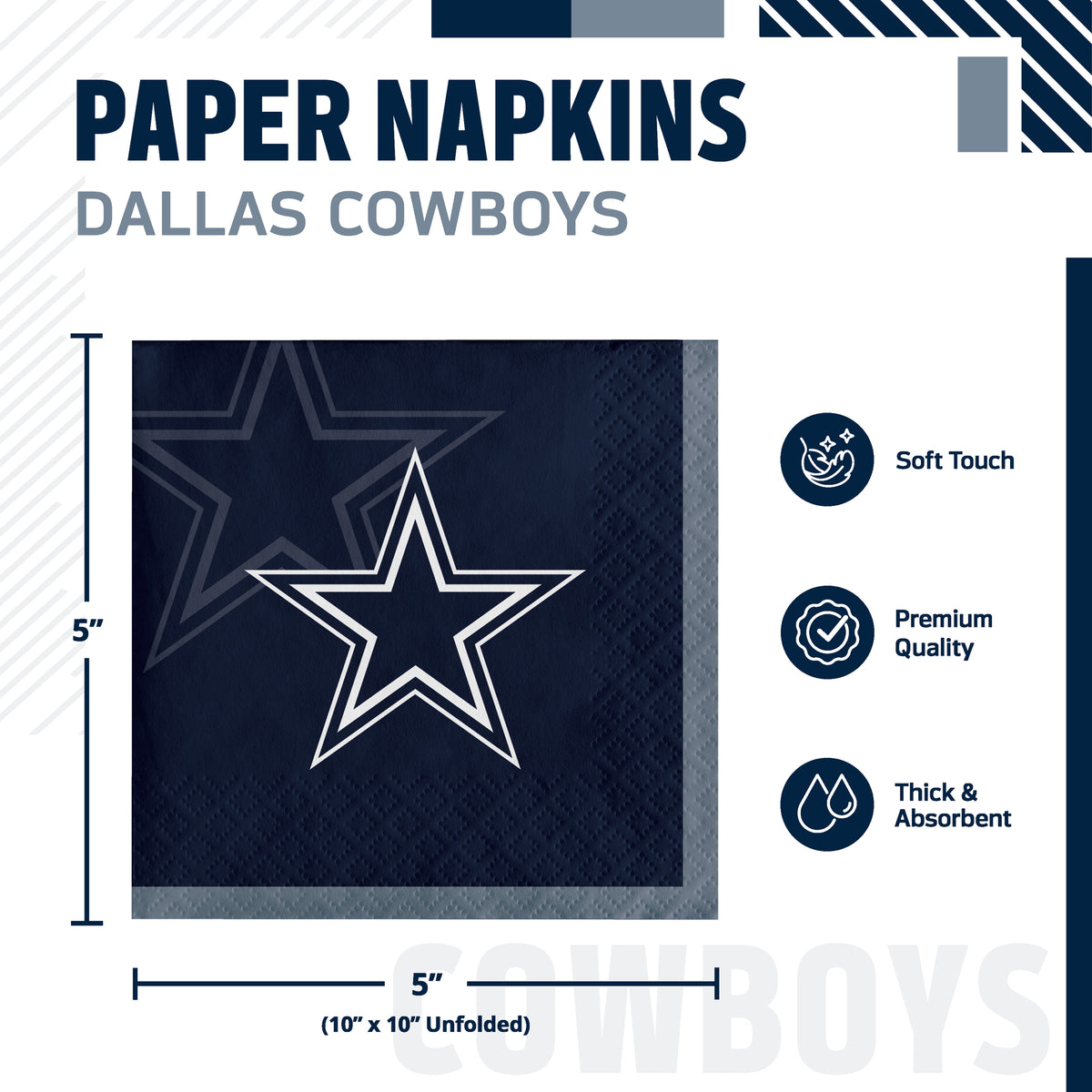 Officially Licensed Dallas Cowboys NFL Football Beverage Napkins 192 ct Bulk