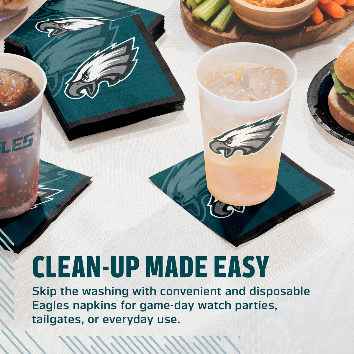 Officially Licensed Philadelphia Eagles NFL Football Beverage Napkins 192 ct Bulk