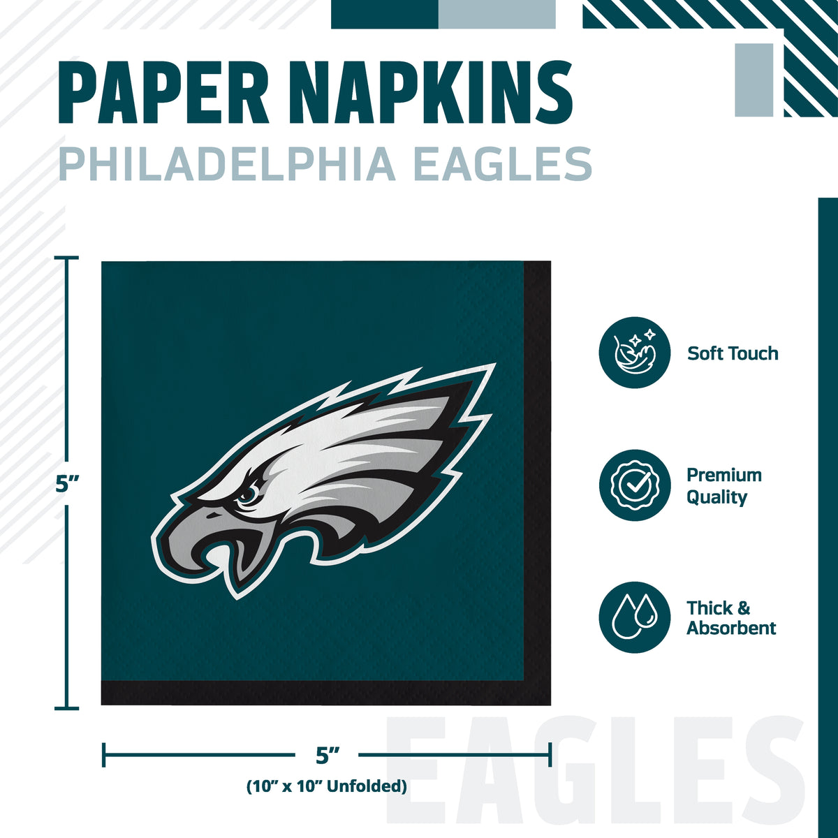 Officially Licensed Philadelphia Eagles NFL Football Beverage Napkins 192 ct Bulk
