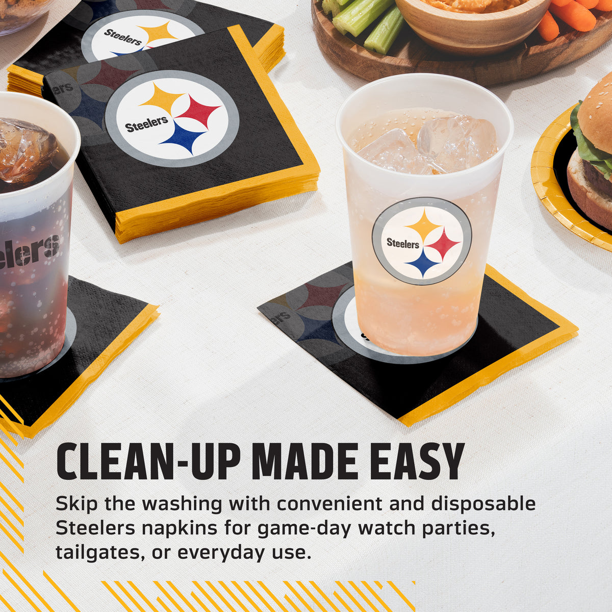 Officially Licensed Pittsburgh Steelers NFL Football Beverage Napkins 192 ct Bulk