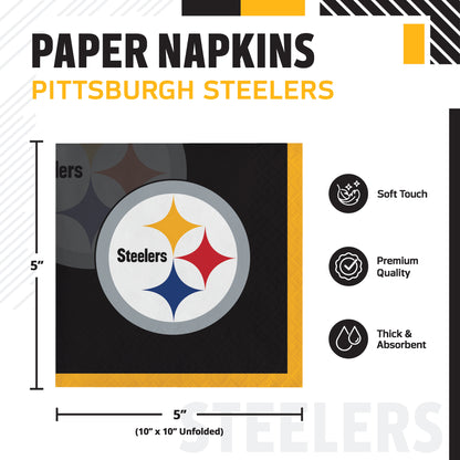 Officially Licensed Pittsburgh Steelers NFL Football Beverage Napkins 192 ct Bulk