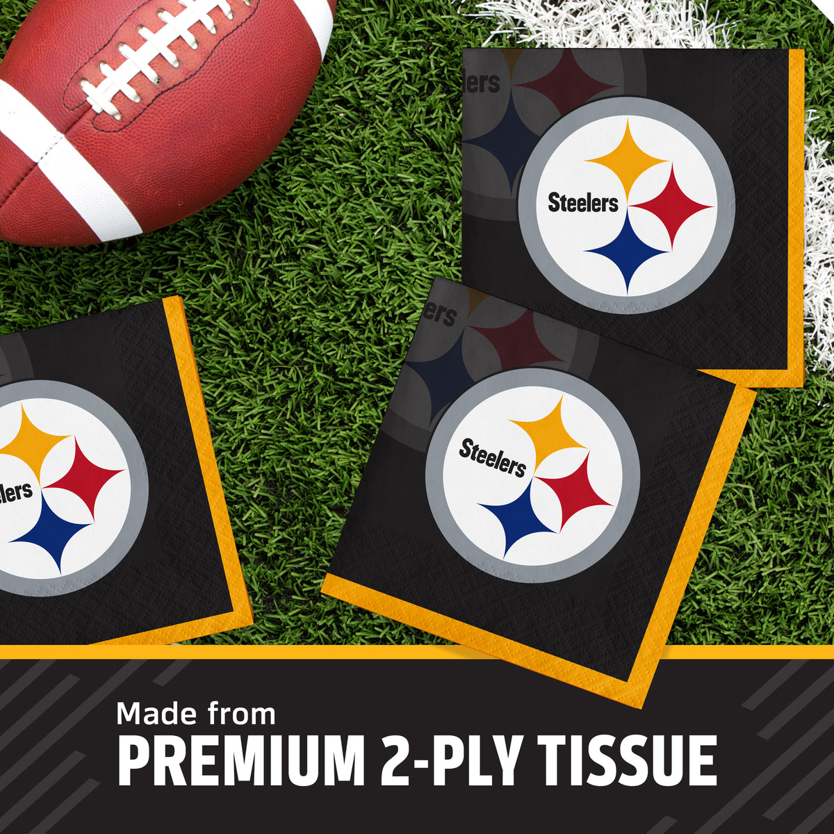 Officially Licensed Pittsburgh Steelers NFL Football Beverage Napkins 192 ct Bulk