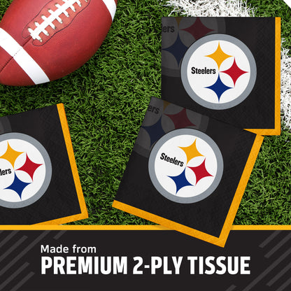Officially Licensed Pittsburgh Steelers NFL Football Beverage Napkins 192 ct Bulk