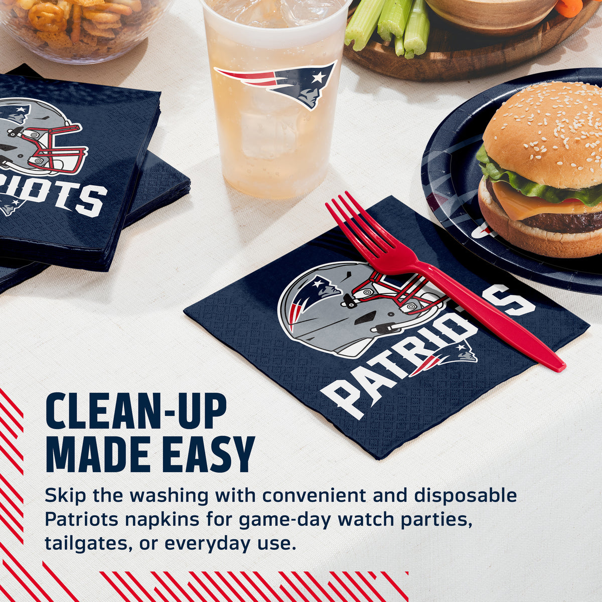 Officially Licensed New England Patriots NFL Football Luncheon Napkins 192 ct Bulk