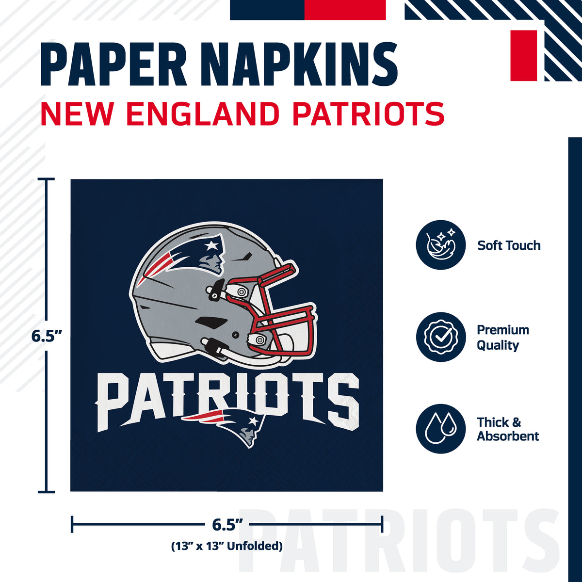 Officially Licensed New England Patriots NFL Football Luncheon Napkins 192 ct Bulk