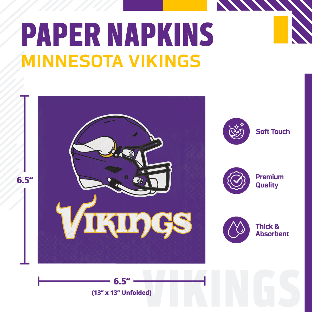 Officially Licensed Minnesota Vikings NFL Football Luncheon Napkins 192 ct Bulk