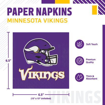 Officially Licensed Minnesota Vikings NFL Football Luncheon Napkins 192 ct Bulk