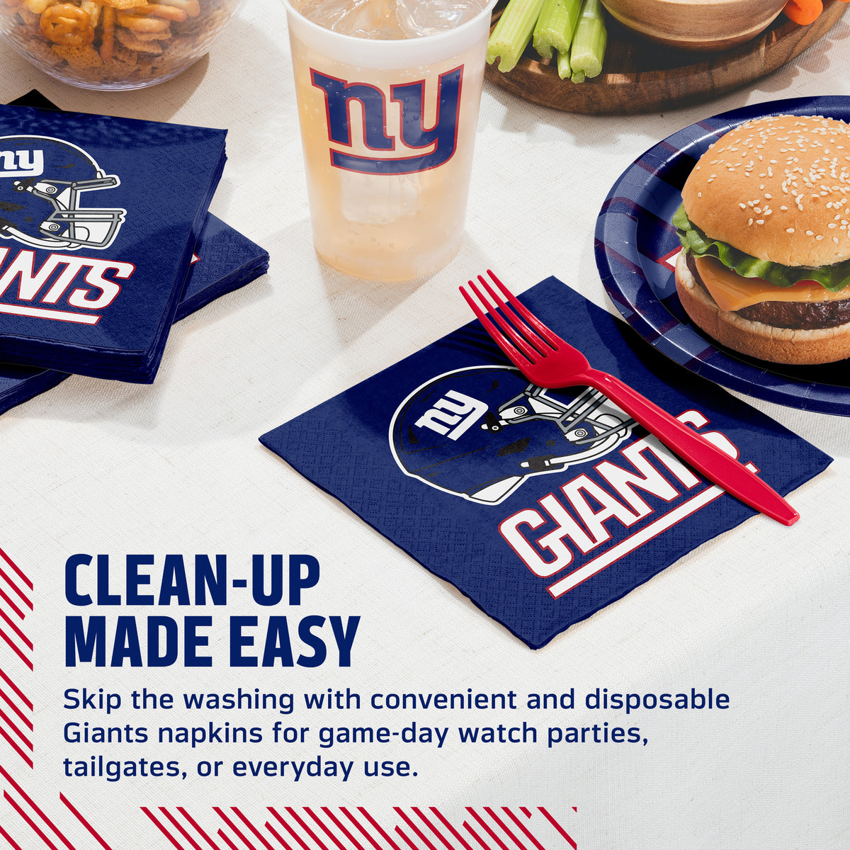 Officially Licensed New York Giants NFL Football Luncheon Napkins 192 ct Bulk