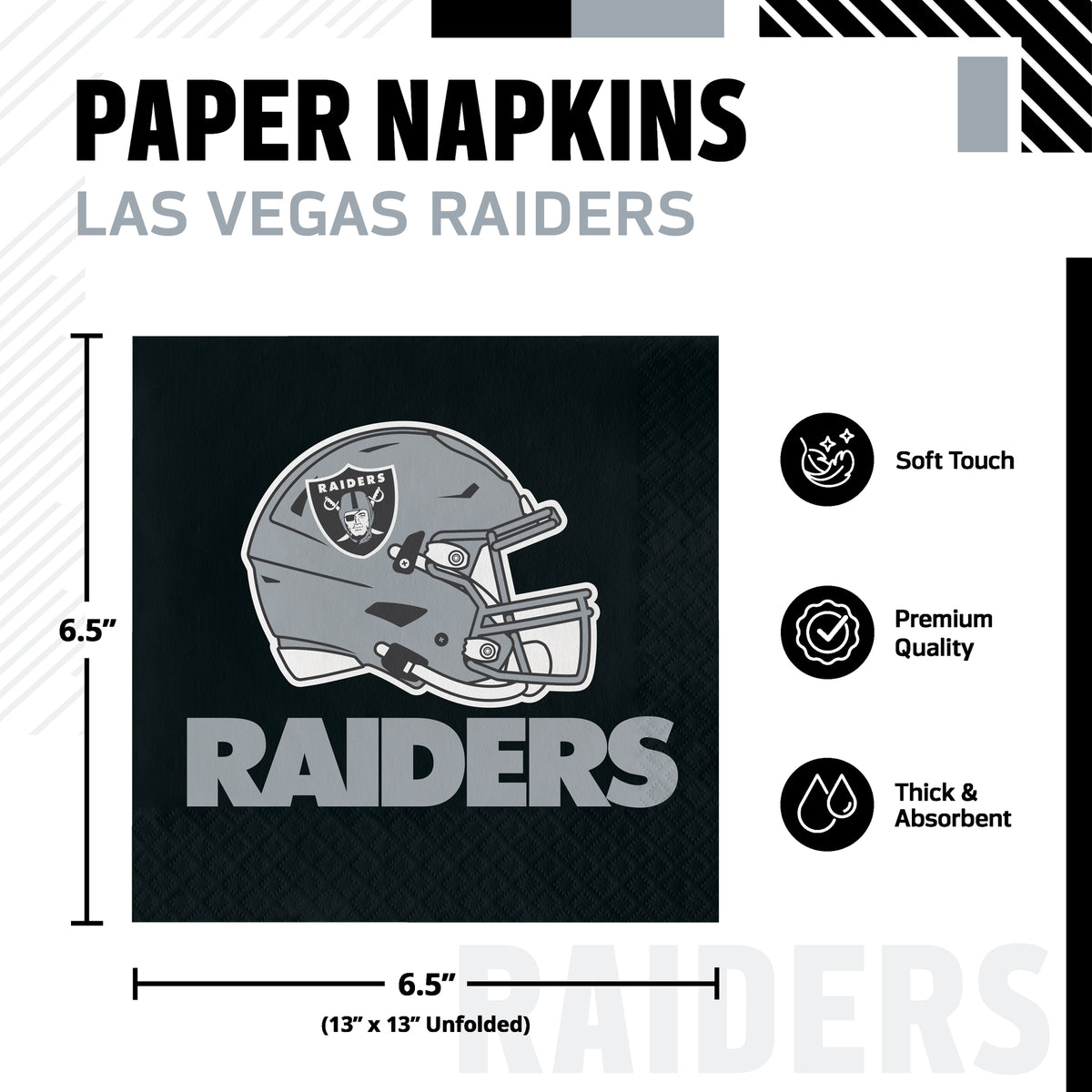 An infographic-style promotional graphic on a black background with white text and icons. It reads: 'CONVENIENT' with a speed clock icon, 'PREMIUM QUALITY' with a ribbon icon, and 'DISPOSABLE' with a trash can icon.