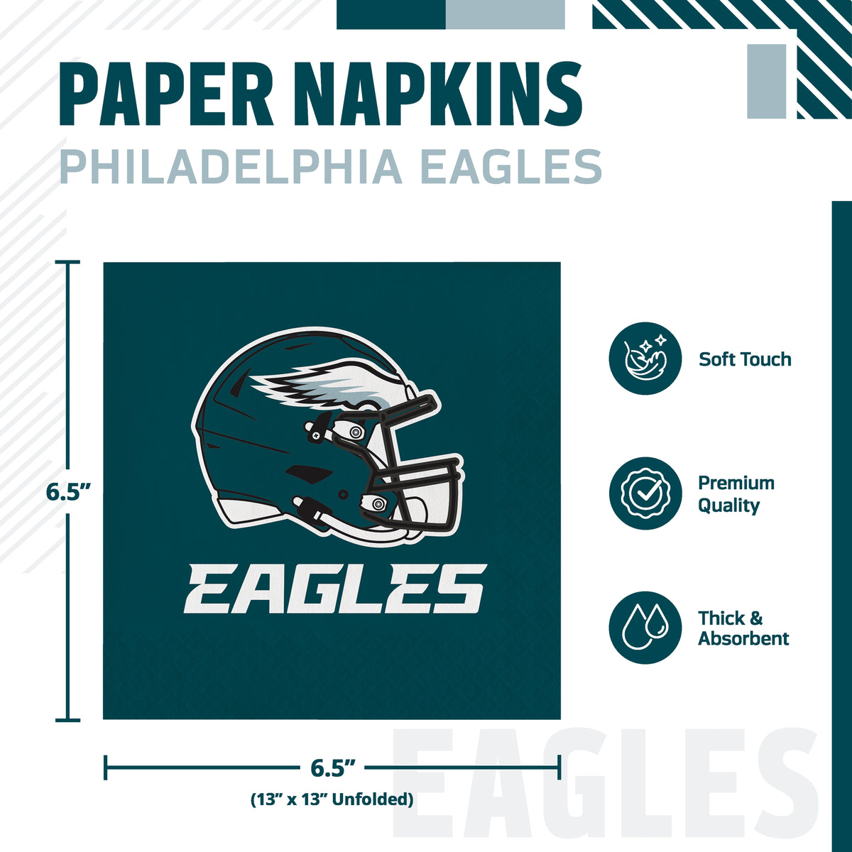 Officially Licensed Philadelphia Eagles NFL Football Luncheon Napkins 192 ct Bulk