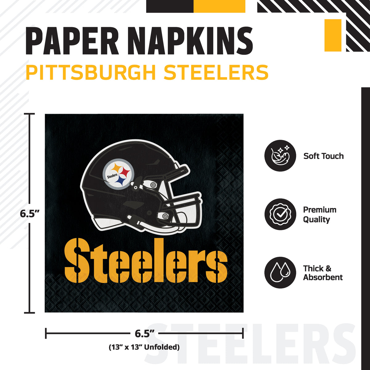 Officially Licensed Pittsburgh Steelers NFL Football Luncheon Napkins 192 ct Bulk