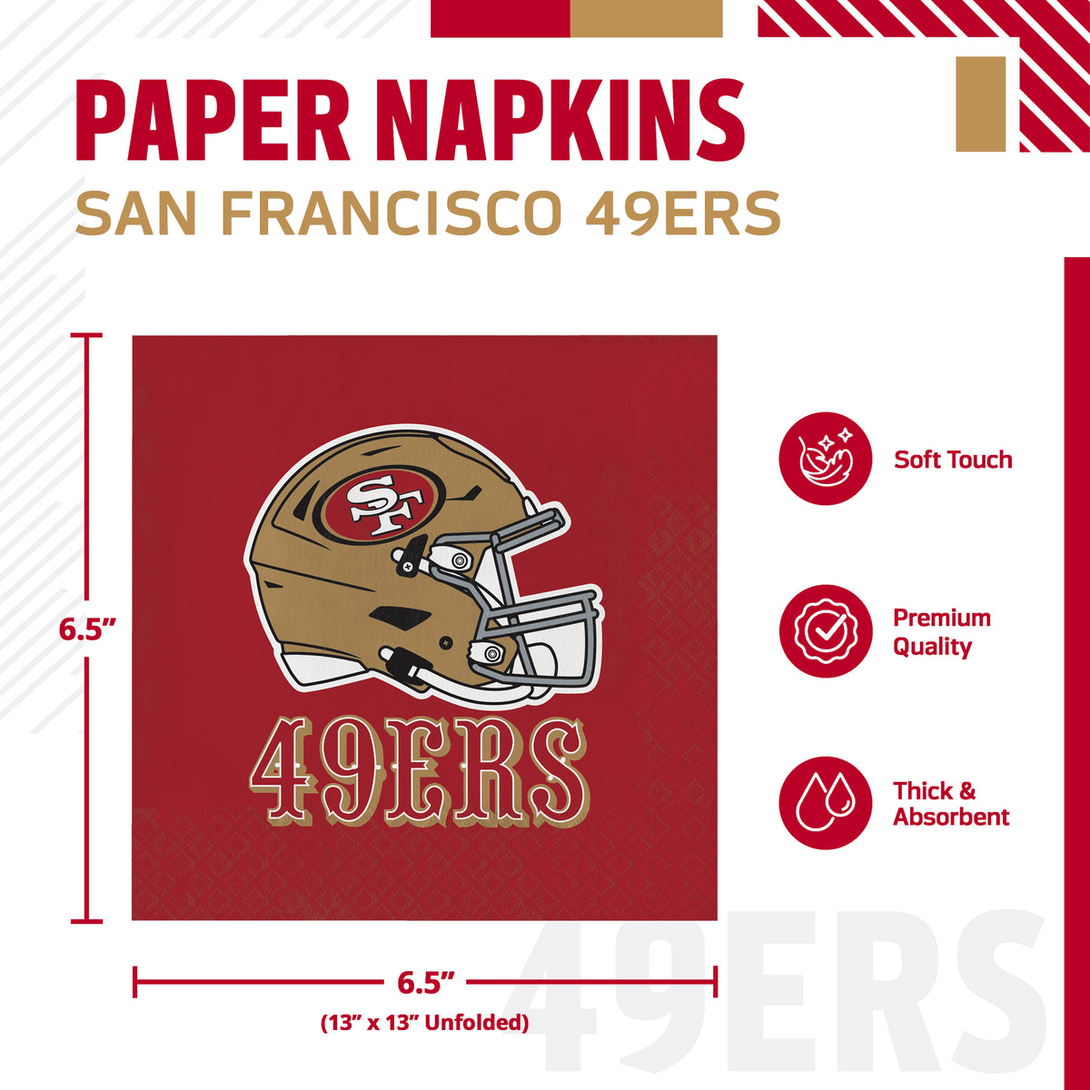 Officially Licensed San Francisco 49ers NFL Football Luncheon Napkins 192 ct Bulk