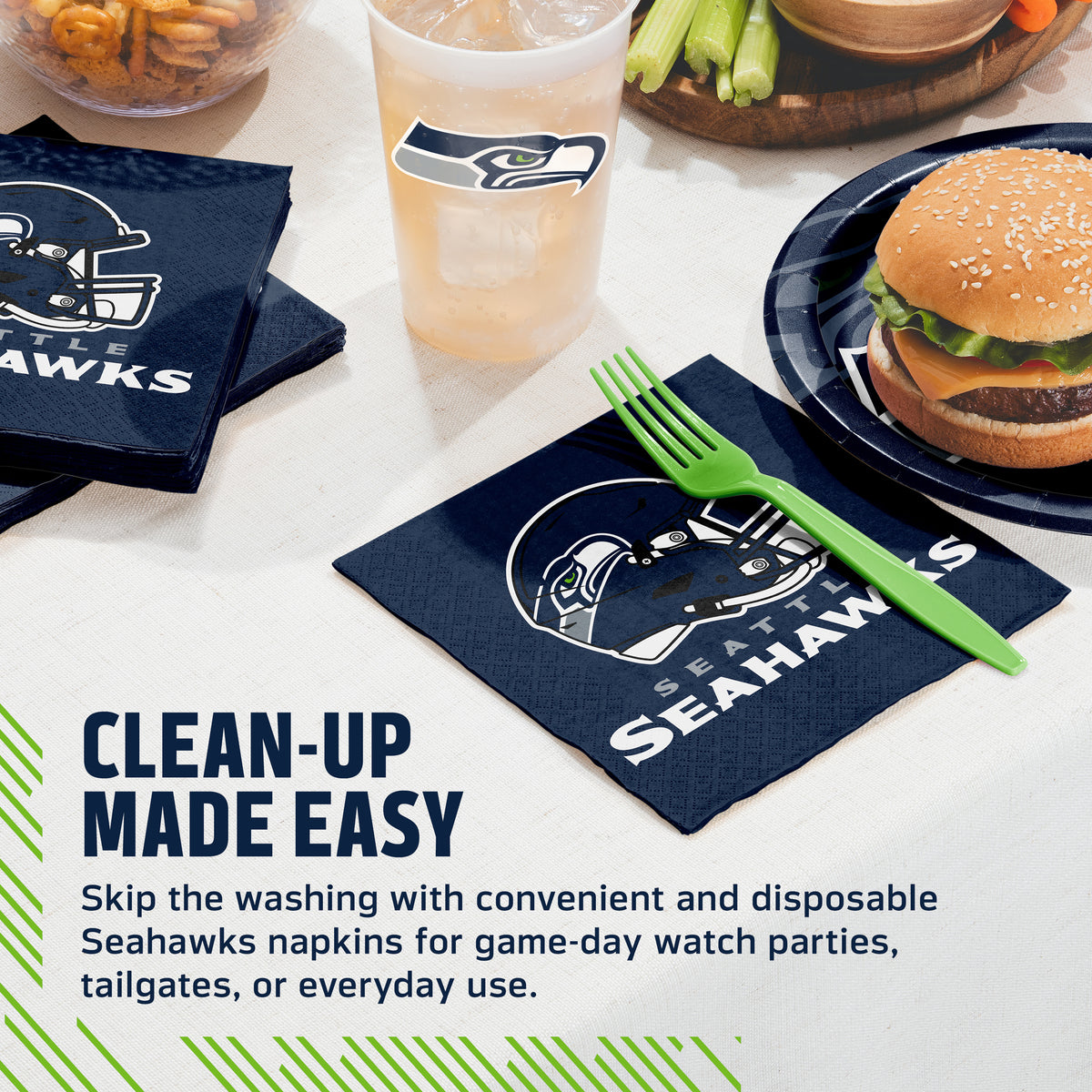 Officially Licensed Seattle Seahawks NFL Football Luncheon Napkins 192 ct Bulk