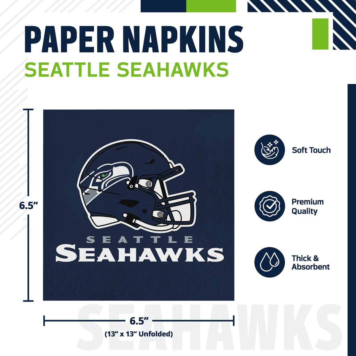 Officially Licensed Seattle Seahawks NFL Football Luncheon Napkins 192 ct Bulk