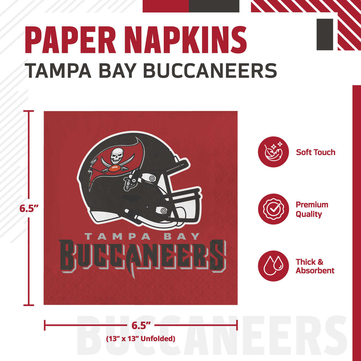 Officially Licensed Tampa Bay Buccaneers NFL Football Luncheon Napkins 192 ct Bulk