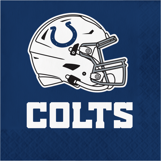 White football helmet with 'Colts' text on a blue background