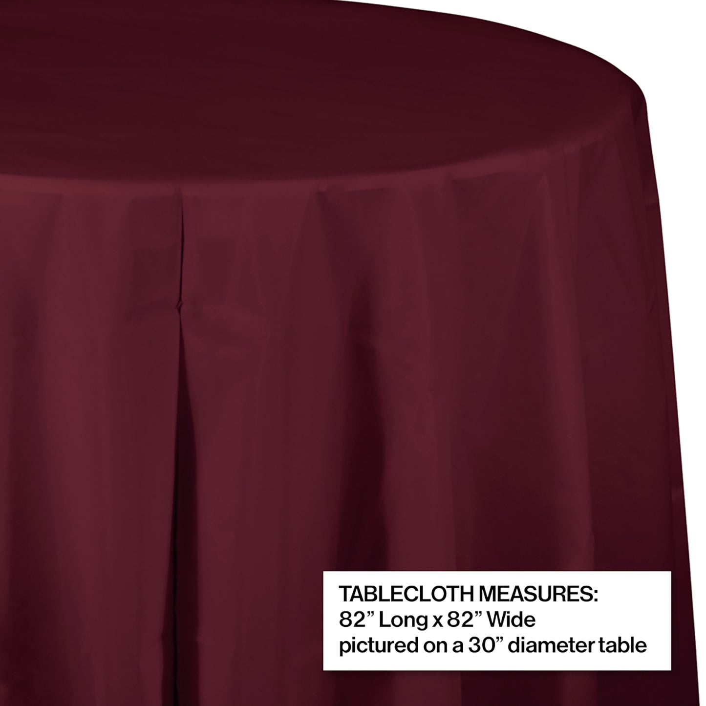 Burgundy Octy-Round Plastic Tablecloths 12 ct