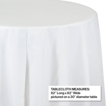 White Octy-Round Plastic Tablecloths 12 ct