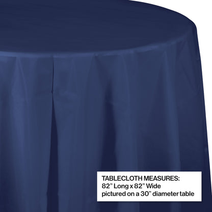 Navy Octy-Round Plastic Tablecloths 12 ct