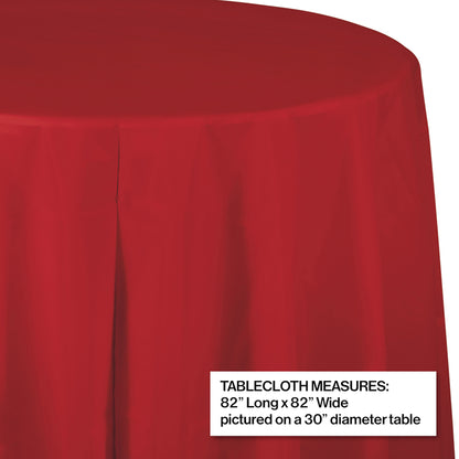 Classic Red Octy-Round Plastic Tablecloths 12 ct