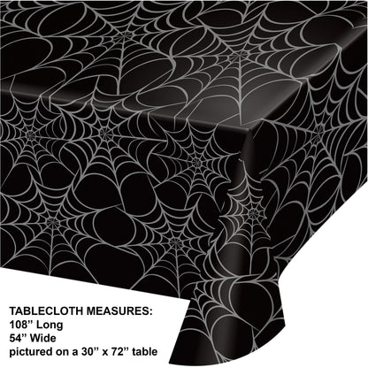 Silver Webs Plastic Tablecloth 12 ct