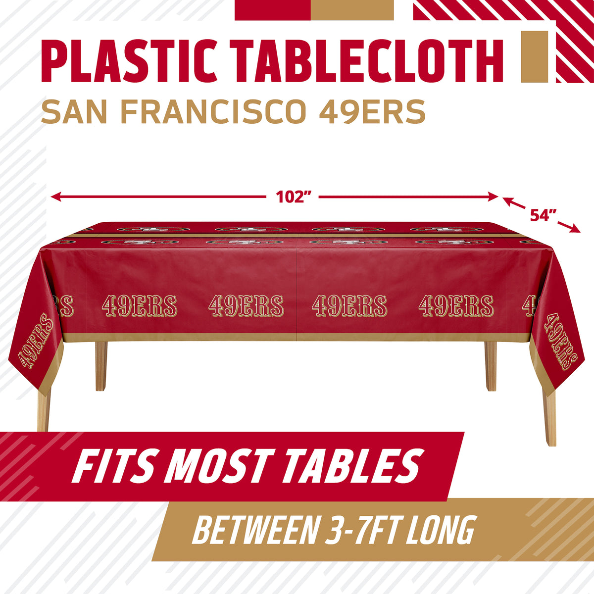 Officially Licensed San Francisco 49ers NFL Football Tablecloths 12 ct Bulk