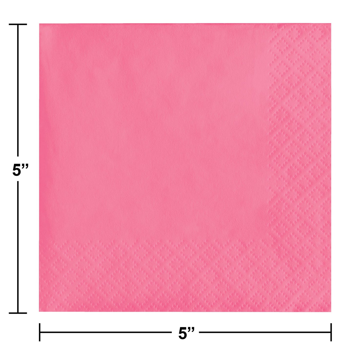 Candy Pink 2-Ply Beverage Napkins 600 ct Dimension Image