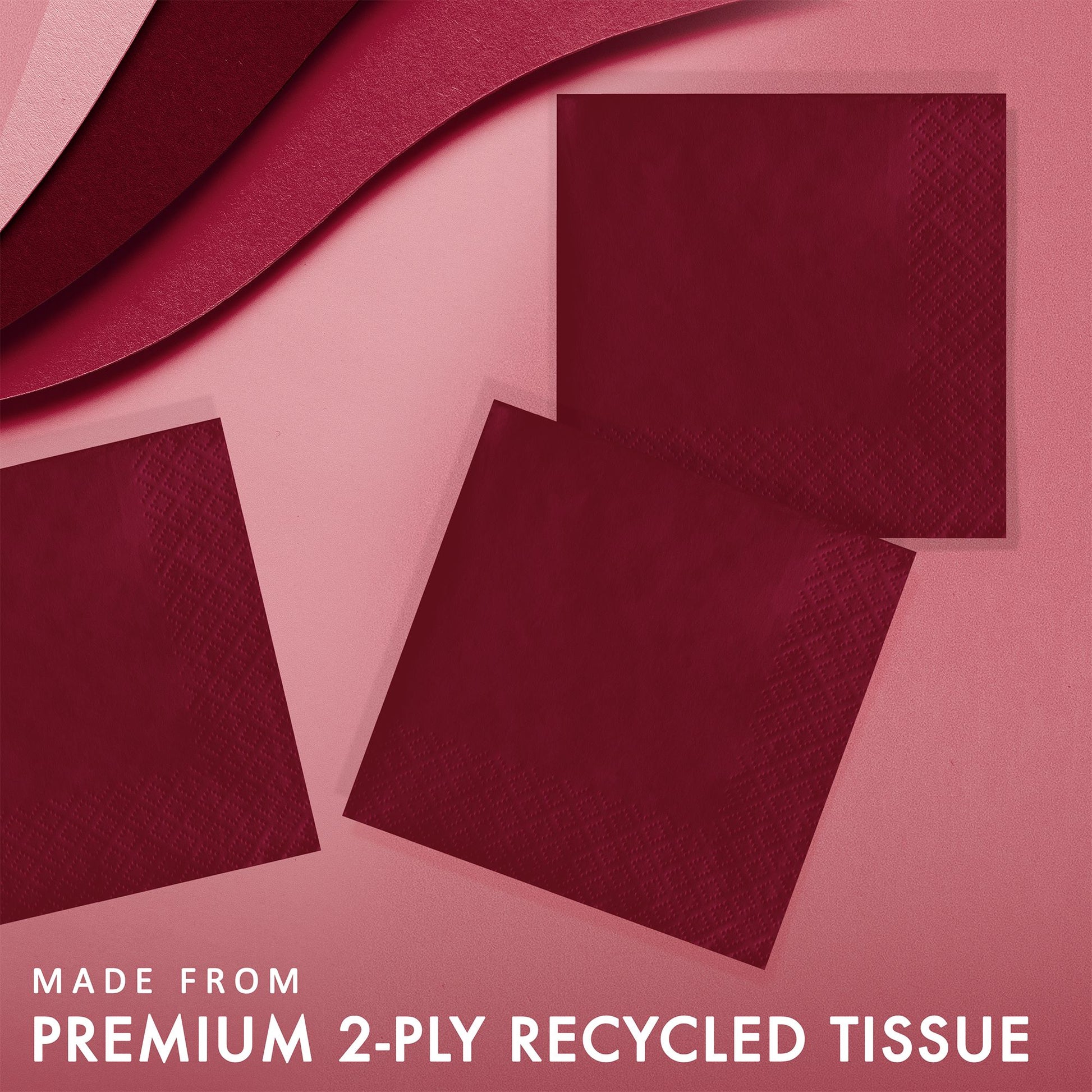 Burgundy 2-Ply Beverage Napkins 600 ct Feature Callout Image
