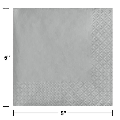 Shimmering Silver 2-Ply Beverage Napkins 1200 ct Dimension Image