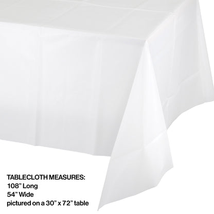 Value Friendly White Plastic Tablecloth 12 ct