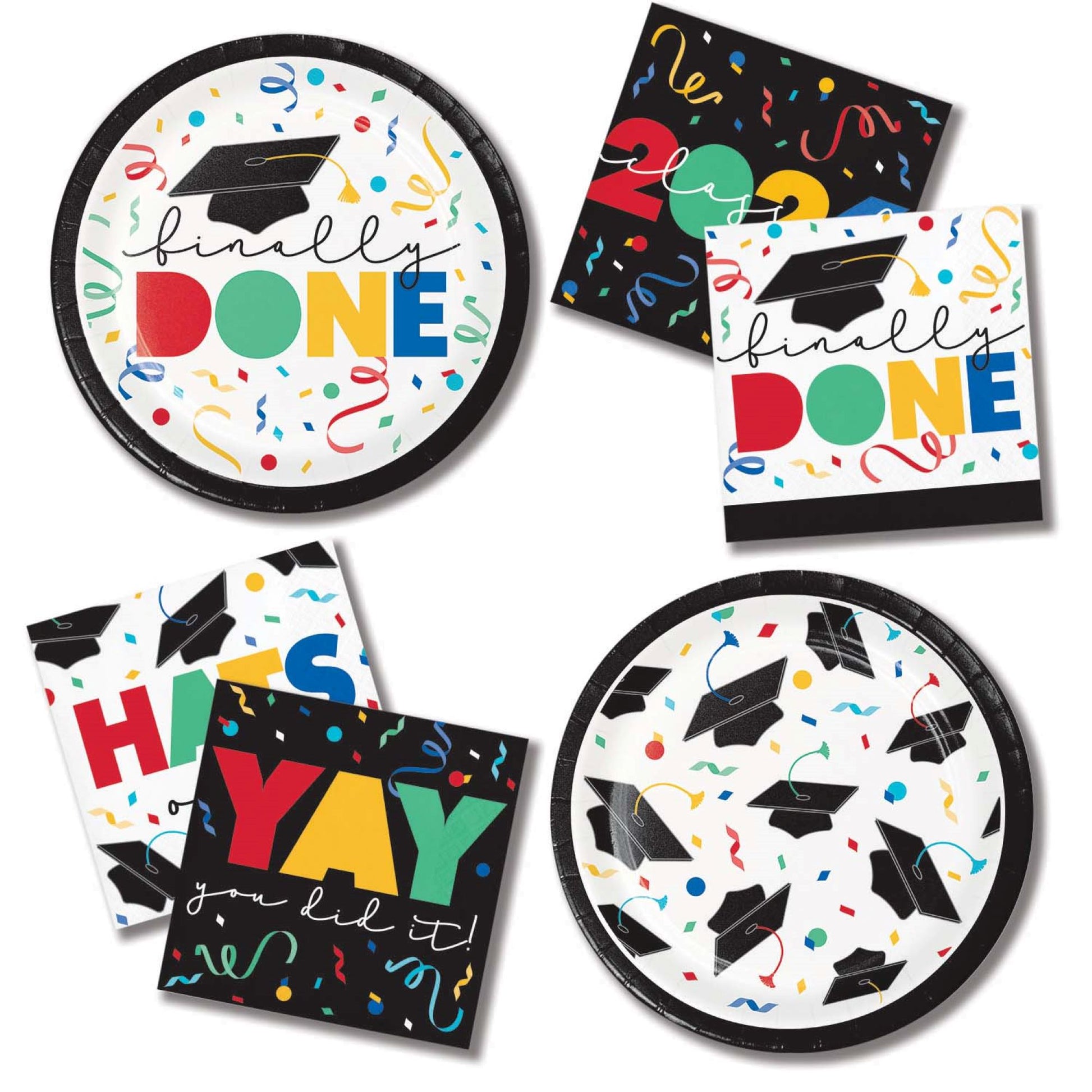 Cap Toss Finally Done Graduation Dessert Paper Plates 96 ct Lifestyle Image