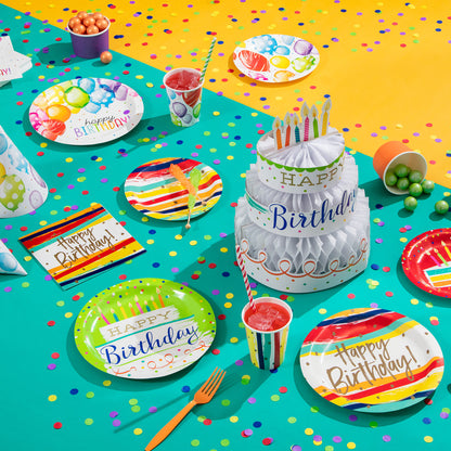 Festive Cake Happy Birthday Dinner Plates 96 ct