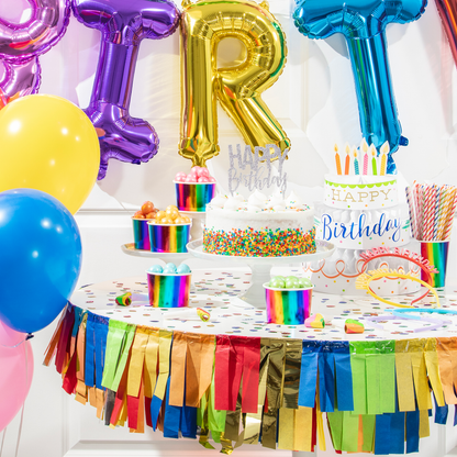 Assorted Colors Happy Birthday Headbands with Glitter 48 ct