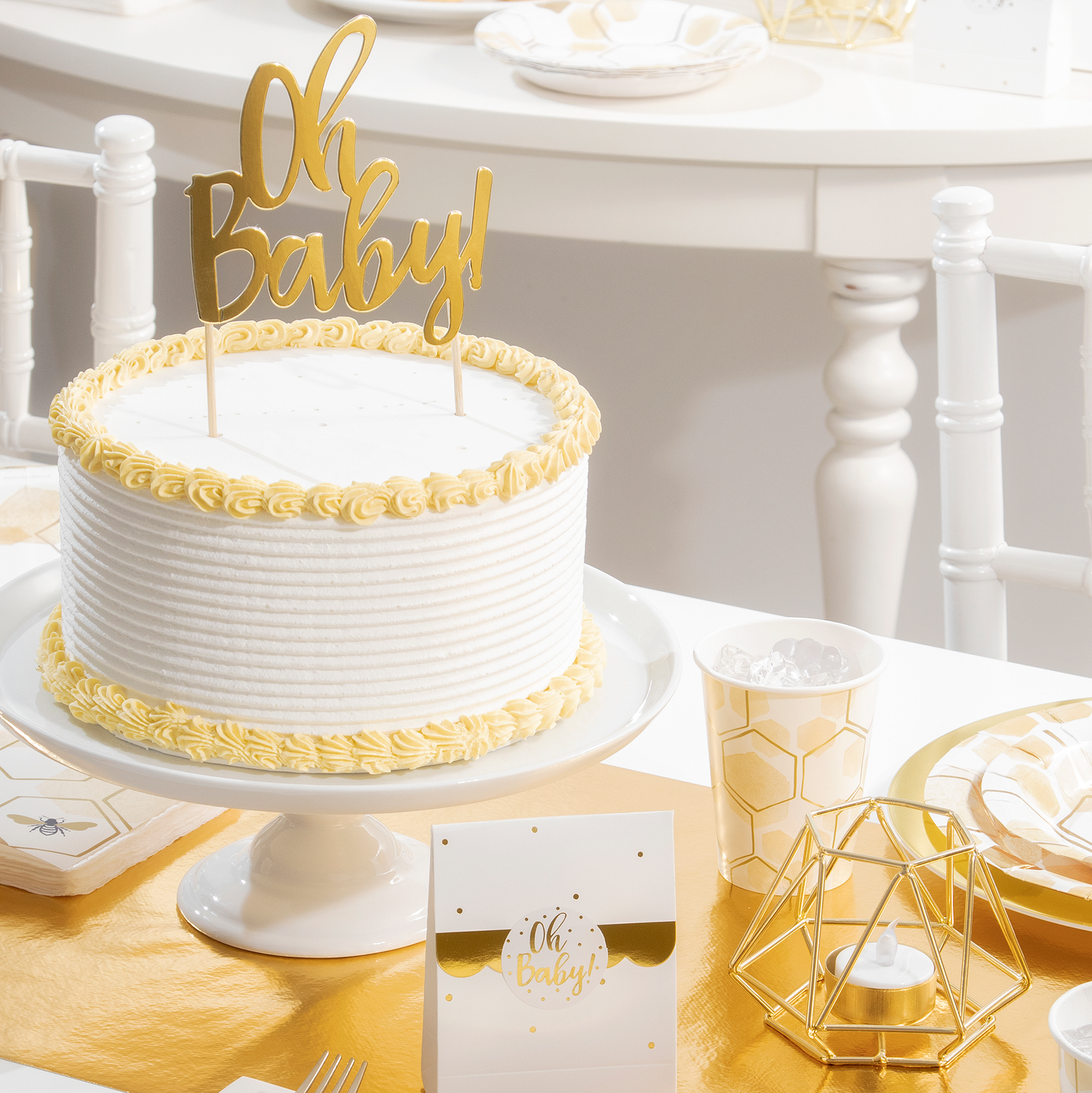 Oh Baby Gold Foil Cake Toppers 12 ct