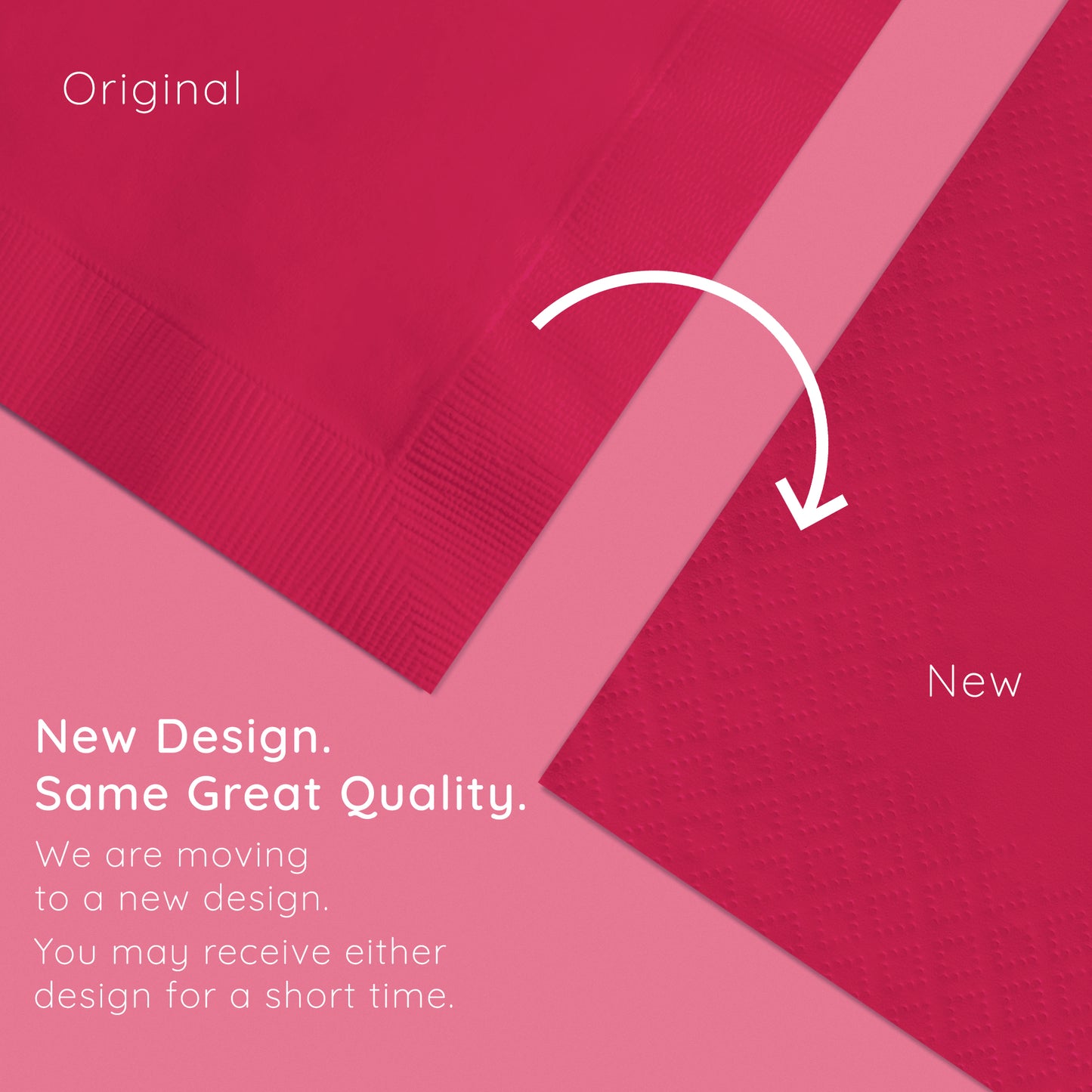 Hot Magenta 2-Ply Beverage Napkins 600 ct Emboss Callout Image