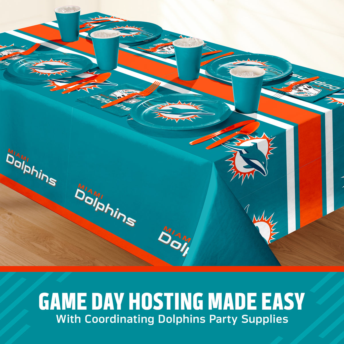 Officially Licensed Miami Dolphins NFL Football 20 oz Plastic Cups 96 ct Bulk